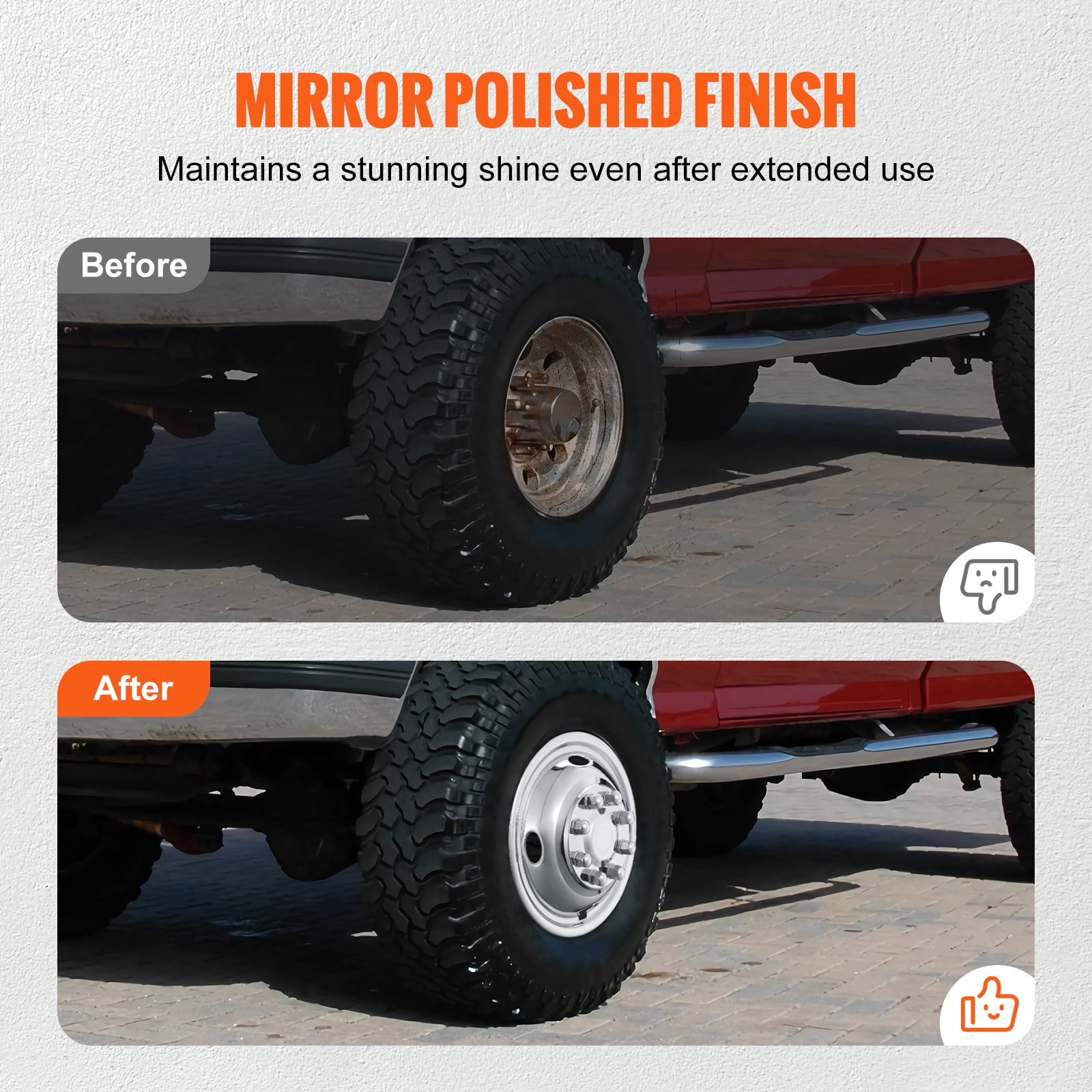 16 Inch Stainless Steel Wheel Simulators Cover Set For Ford F350 (1974-1998) - 4 Pieces Glossy Silver