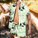 thumbnail image 2 of Conjunto casual de blusa y pantalones de playa de manga corta con estampado de botones para hombre Pompotops  oipoqjl35923, 2 of 5