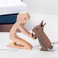 thumbnail image 4 of Tkrady Wooden Dog Cat Family Statue, Handmade Wood Decoration, Cute Puppy, Kitty and People Statue Sculpture Ornament Collectible Figurine Craft Arts for Home, Office, Living Room (E（S）), 4 of 6