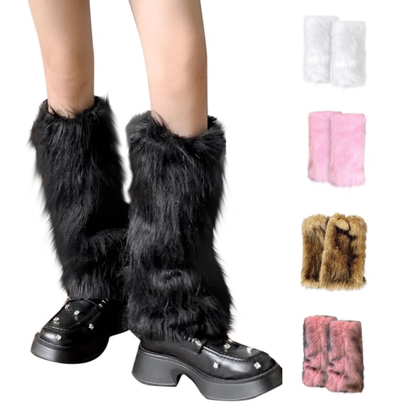 Leg Warmer for Women LSQii Ladies Soft Warm Comfortable Fit Plush Leg Warmers Solid Color Long Slouch Boot Socks for Autumn Winter Black Party Outfit Fashion Accessories