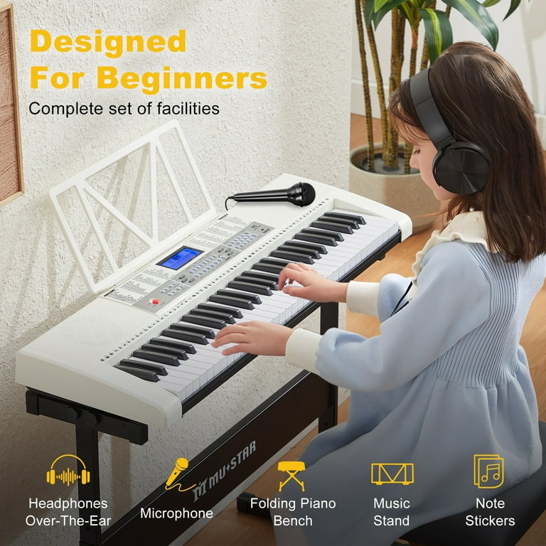 Mustar 61 Key Electric Lighted Keyboard Piano with 255 Tones