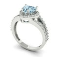 thumbnail image 2 of Halo Engagement Ring for Women - 1.49ct Natural Aquamarine in 14K White Gold Promise Ring, 2 of 6