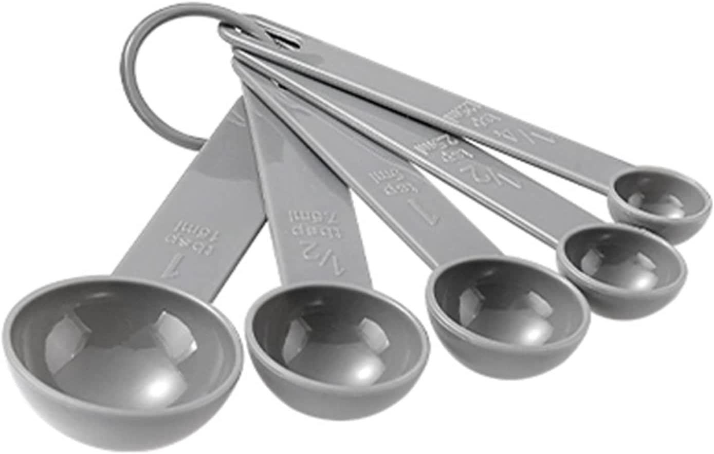 Set of 10 Colored Black White Beige Plastic Measuring Cups and Spoons Set  (Gray)