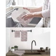 thumbnail image 5 of Vintage Pink Flower Kitchen Dish Towels for Drying Dishes Set of 2, Spring Floral Leaves Pastoral Birds Plants Waffle Weave Microfiber Hand Tea Bathroom Towels Quick Dry & Absorbent Towel 12x12, 5 of 7