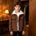 thumbnail image 7 of GiLiling Baby Boy Winter Corduroy Sherpa Fleece Jacket Toddler Boys Winter Fall Fleece Jacket Button down Thermal Outerwear (Brown, 11 Years), 7 of 7