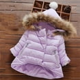 thumbnail image 2 of Dezsed Winter Jacket Girls Solid Color Hooded Snowsuit Coat With Zipper Long Sleeve Warm Children Clothes Down Windproof Jacket Outerwear 6Months-5Years On Clearance, 2 of 5