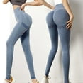 thumbnail image 4 of Leggings de entrenamiento para correr, levantamiento de cadera, sin costuras, cintura alta, control de barriga, gimnasio, Fitness, pantalones deportivos para mujer, azul, L, 4 of 10