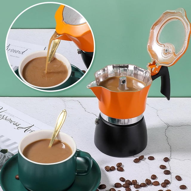 Cafetera de aluminio de italiano con percolador de aluminio portátil para oficina en hogar, olla para expreso de sabor fuerte - 150ml perfecl Taza de café Moka Pot