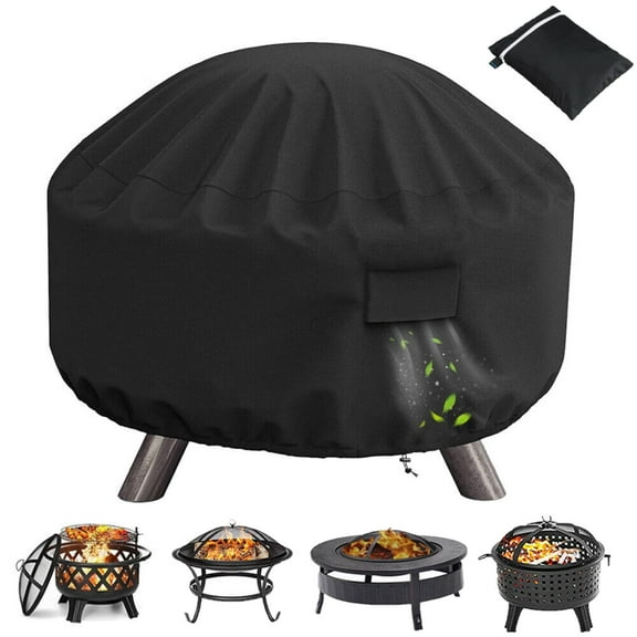 ASTRAEA Fire Pit Cover Round 28/30 in, Outdoor Firepit Covers with Drawstring & Air Vent, Waterproof Fire Table Cover for Patio, Black