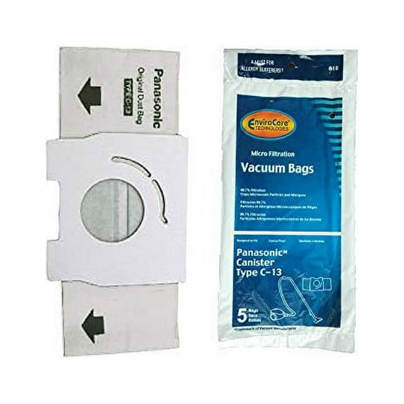 Replacement Part For Panasonic Type C-13, MC-3900, AMC-S5EP Canister Vacuum Cleaner 5 Pk Paper Bags # 818