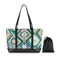 thumbnail image 7 of FORMRS Canvas Laptop Tote Bag for Women with 15.6" Computer Compartments Shoulder Handbag, Green Geometric Flowers, 7 of 7