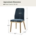thumbnail image 3 of Upholstered Dining Chairs Armless Side Chairs Set of 2 High Back Solid Wood Legs Living Room Kitchen Navy, 3 of 7