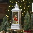 thumbnail image 2 of Northlight Brushed Christmas Cardinals Snow Globe Lantern - 11" - White and Silver, 2 of 5