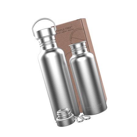 - TRIPLE TREE Stainless Steel Water Bottle, Non-Insulated BPA Free Leak-Proof S...