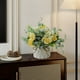 thumbnail image 4 of Decoración del hogar, flores artificiales con pequeño jarrón de cerámica, bolas de flores de seda falsa, decoración de flores, mesa, hogar, fiesta, oficina, boda, ramo de flores simulado de plástico e, 4 of 6