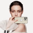 thumbnail image 4 of Compatible WIth iPhone 13 Pro Phone Case with Logo Window,Trendy Diamond-checkered Pattern PU Leather Soft TPU Ultra Slim Anti-fall Shockproof Protective Back Cover Phone Case,White, 4 of 7