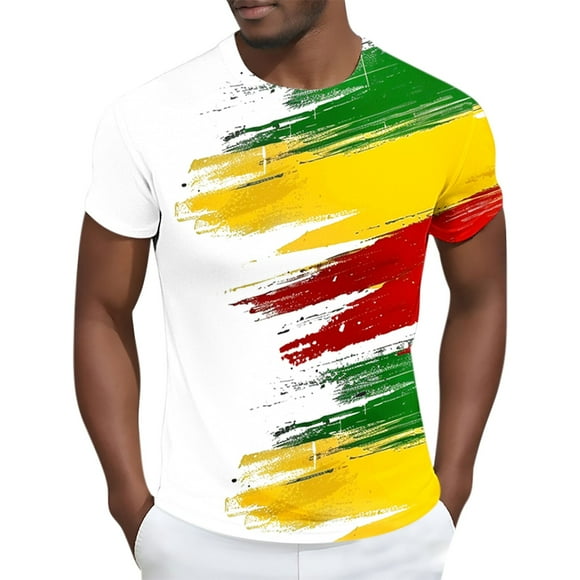 Tops para hombre, blusas y camisas de manga corta con cuello redondo para hombre Camisa de manga corta estampada para hombre Top/camisa de manga corta con cuello redondo Tops para hombre