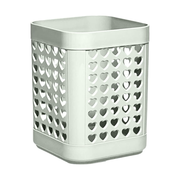Clearance Under $0.84! 1PC Heart Cutout Desk Organizer, Multi-Compartment Pencil Cup Holder with Decorative Design, Plastic, for Stationery, White, One Size