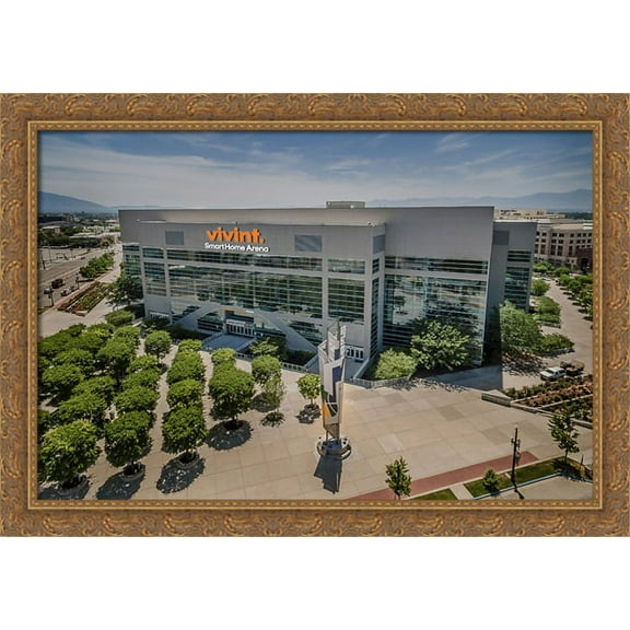 Vivint Smart Home Arena 38x28 Large Gold Ornate Wood Framed Canvas Art - Home of the Utah Jazz