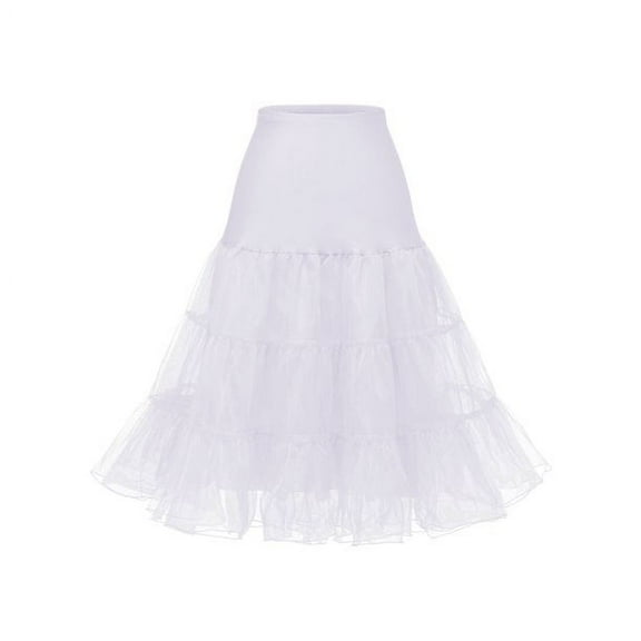 Women Vintage Style Rockabilly Organdy Petticoat Skirt Tutu Underskirt white