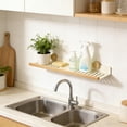 thumbnail image 7 of Walnut Bathroom Sinks Shelf Over Faucet, No-Drill Shower Caddy Suction Cup with Strong Adhesion, Stable Over Sinks Shower Rack, Detachable Wall Mounted Trays for Bathroom & Kitchen, 7 of 7