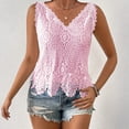 thumbnail image 6 of Womens Lace Tops Sleeveless V Neck Tank Tops Summer Crochet Beach Blouses Scalloped Hem Floral Print Loose Fit Lightweight Boho Top, 6 of 8
