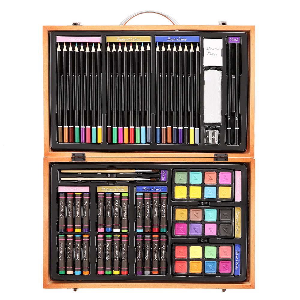 Darice Studio 71 Deluxe Art Set in Wooden Case, 80 Pieces