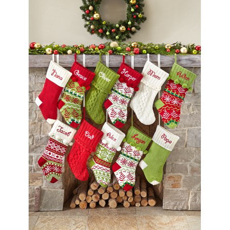 Personalized Snowflake Knit Christmas Stocking Available In 11 Designs