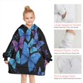 thumbnail image 6 of Black Blue Purple Butterfly Pattern Blanket Hoodies for Kids 6-13YR Oversize Wearable Blanket Hoodies for Boys Girls Teens, 6 of 7