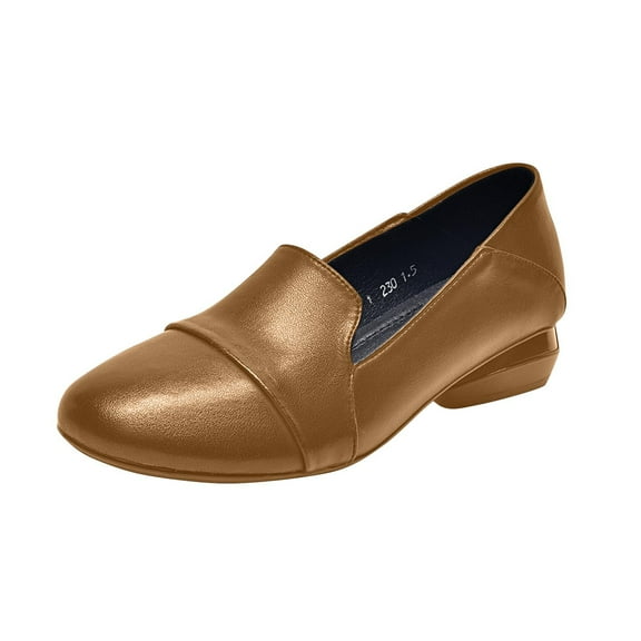 Women's Classic Comfort Dress Shoes Casual Loafers Flats Cute Versatile Slip-Ons Shoes with Low Heel for Office Work Casual Wear Khaki Women Sandal