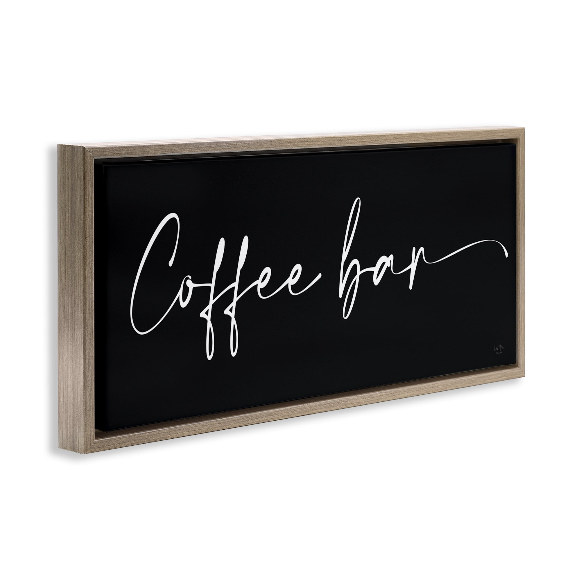Stupell Industries Coffee Bar Classy Script Food & Beverage Painting Brown Floater Framed Canvas Art Print Wall Art, 31 x 14