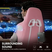 GTRACING Gaming Chair with Speakers Bluetooth and Footrest in Home Leather Office Chair, Pink