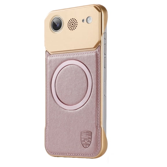 Allytechgroup for iPhone Air Case, PU Leather Hard PC Bumper Shockproof Cover Compatible with MagSafe Magnetic Wireless Charg Lightweight Shell Case, Pink