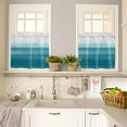 thumbnail image 4 of Teal White Gradient Kitchen Curtains and Valances Set, Abstract Ombre Texture Modern Art Rod Pocket Window Valance 18 Inch Window Curtain Panels for Living Room Bedroom Laundry, 27.5x36in, 3 Pieces, 4 of 7