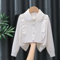 thumbnail image 5 of CAUYDY Collared Shirts for Girls Teen Long Sleeve Button Down Ruffle Blouse, School Uniform Top for Graduation Photoshoot Clothes Light Gray Sizes 15+ Years, 5 of 5