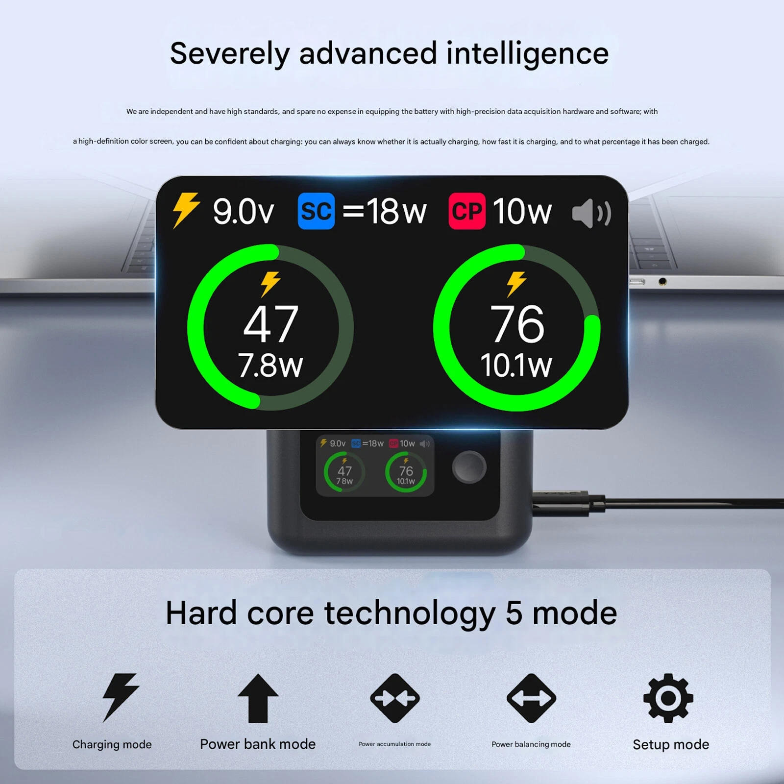 GUYUTING Fast Charging Power Bank Hub 27W with LED Display Camera Battery Level Indicator Two-Way Charge