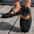 thumbnail image 6 of Gpaecead Women's Bow Lace Mary Jane Flats Square Toe Breathable Mesh Non Slip Shoes For Summer And Casual, Black, 6 of 7