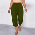 thumbnail image 7 of Maean Womens Plus Size Pants Elastic High Waist Wide Leg Baggy Solid Color Lounge Capri Pant L-5XL, 7 of 7