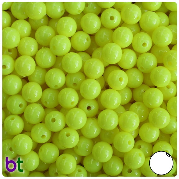 BeadTin Chartreuse Opaque 8mm Round Plastic Beads (300pcs)