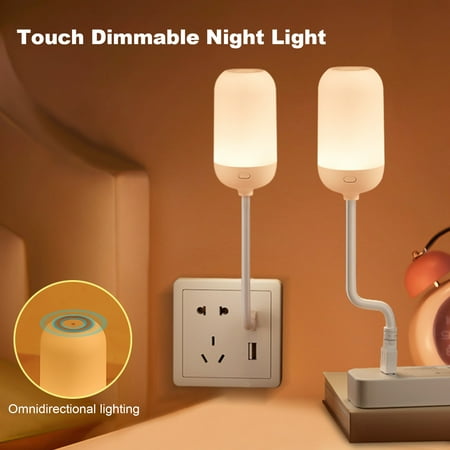 

Dujiujun LED Night Light Dimmable High Brightness Flicker Free Flexible Design Plug Play Adjustable Touch Control USB Bedside Lamp
