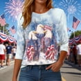thumbnail image 5 of GEWSEY 4Th of July Shirts Women 3/4 Sleeve Crewneck Cute Shirts Casual Print T Shirt (Light Blue, M), 5 of 8