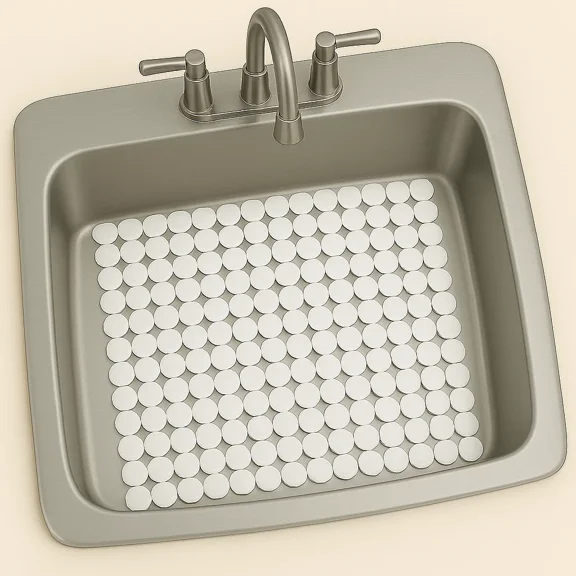 Pvc Sink Mat 16"X12" White Circle Design Kitchen Sink Scratch Protector