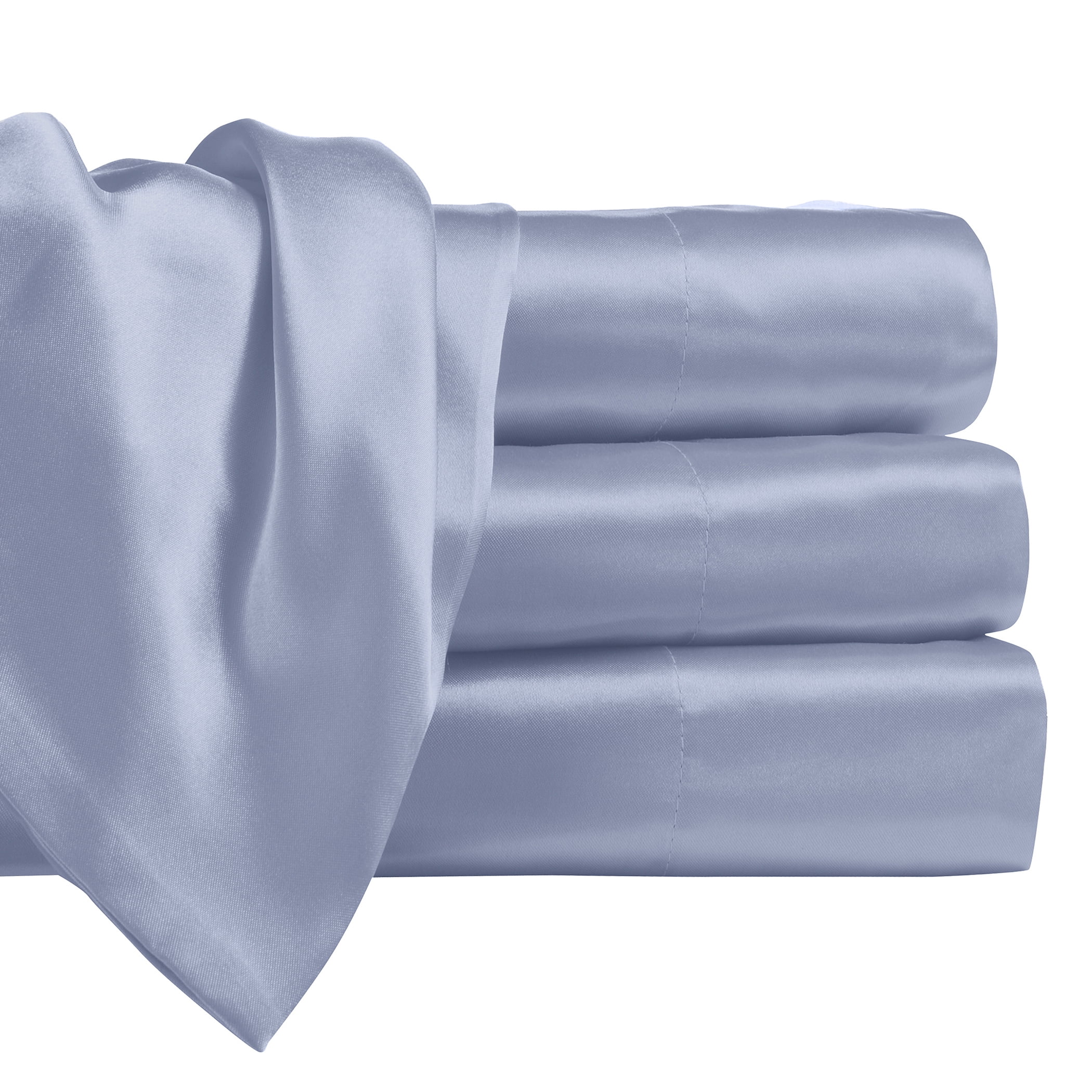 Satin Radiance 230 Thread Count Blue Solid Print Polyester Sheet Set, King, 4-Pieces