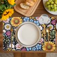 thumbnail image 4 of Sunflower Placemats Set of 6, Colorful Flowers Summer Botanical Placemats for Dining Table, Place Mats for Kitchen Tabletop, Waterproof Wipeable Dining Table Mats Set, 4 of 9