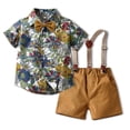 thumbnail image 2 of Uccdo Toddler Kids Brother and Sister Matching Outfits Boys Button Down Shirts + Solid Suspender Shorts Gentlemen Clothes Set, 2 Pieces, Size 6M-6T, 2 of 8