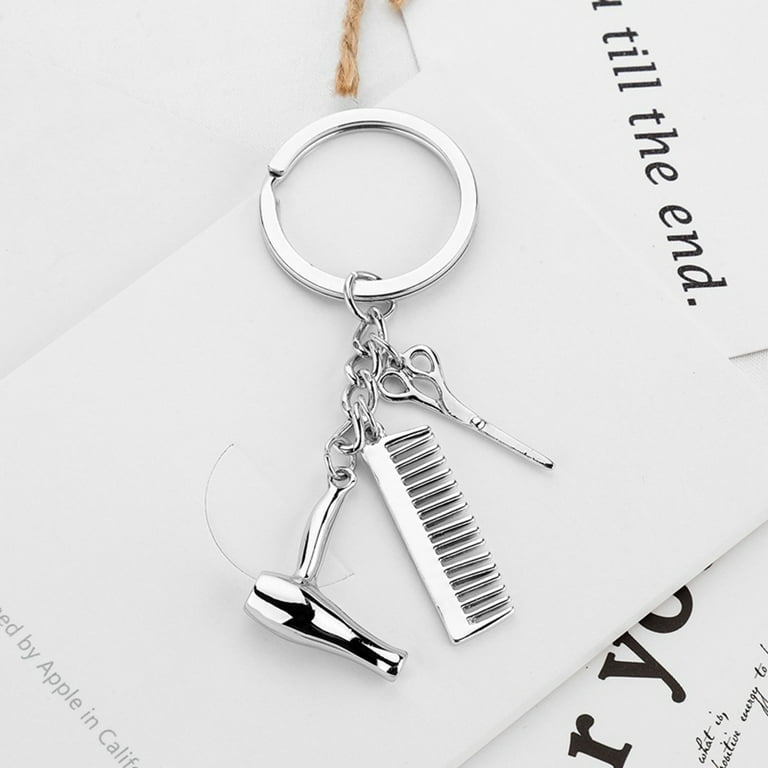 Barber Shop Hair Dresser Keychain Scissors Hair Clipper Hair dryer