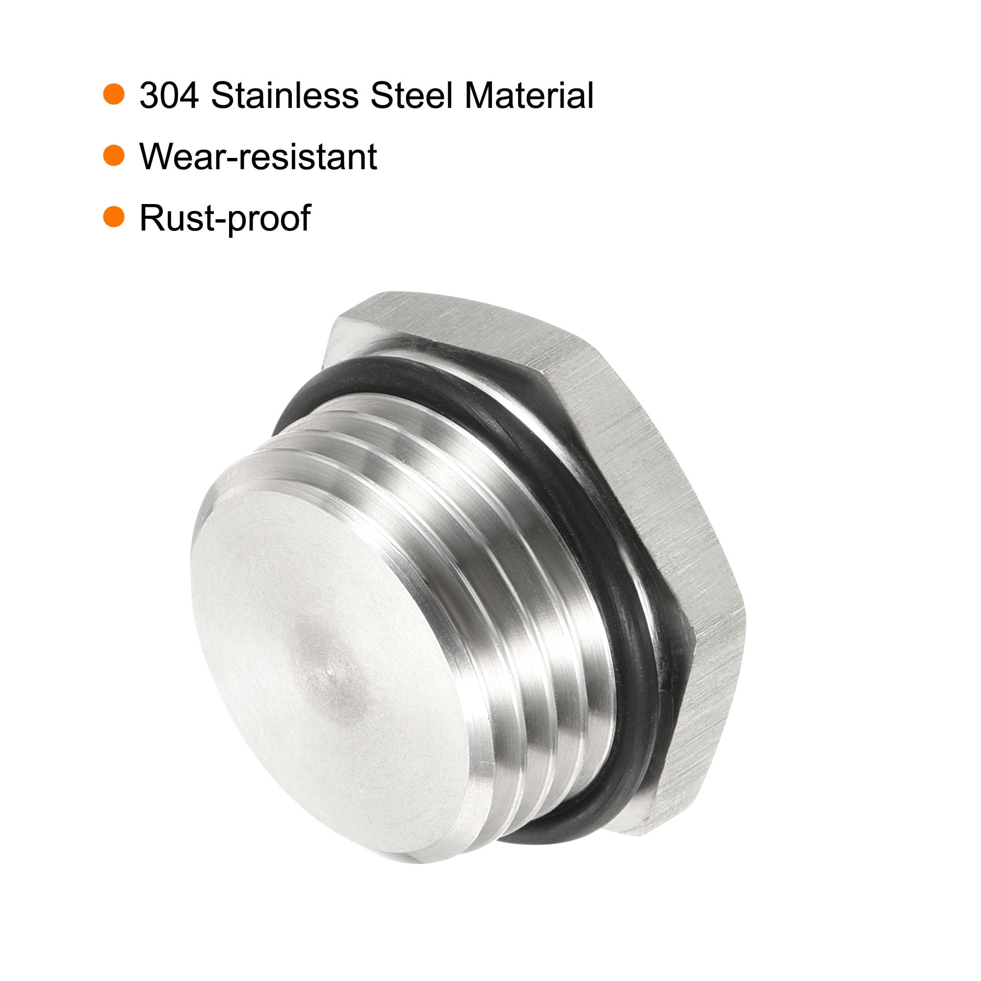 Unique Bargains Male Plug Stainless Steel Thread Hex Head Socket Pipe Fitting 1 24x14mm