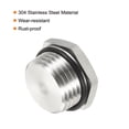 thumbnail image 4 of Uxcell 1/2 NPT Male Plug Stainless Steel Thread Hex Head Socket Pipe Fitting with Sealing Rubber Ring 2 Pack, 4 of 5