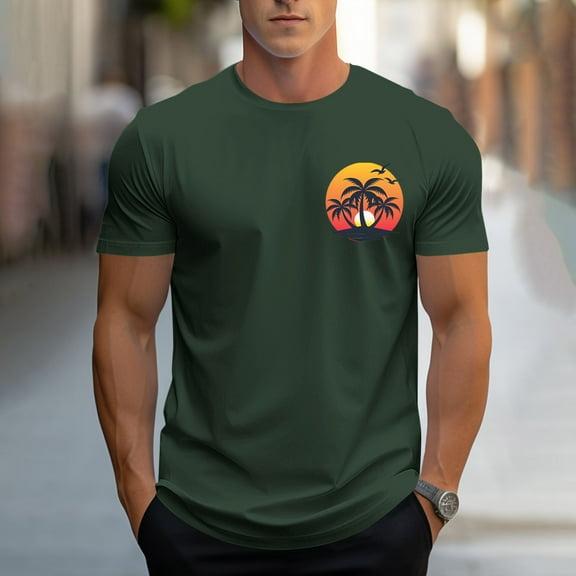 WAENQINLA Graphic T Shirts for Man Tropical Palm Tree Print Tees Summer Casual Short Sleeve Crew Neck T-Shirt Workout Tops
