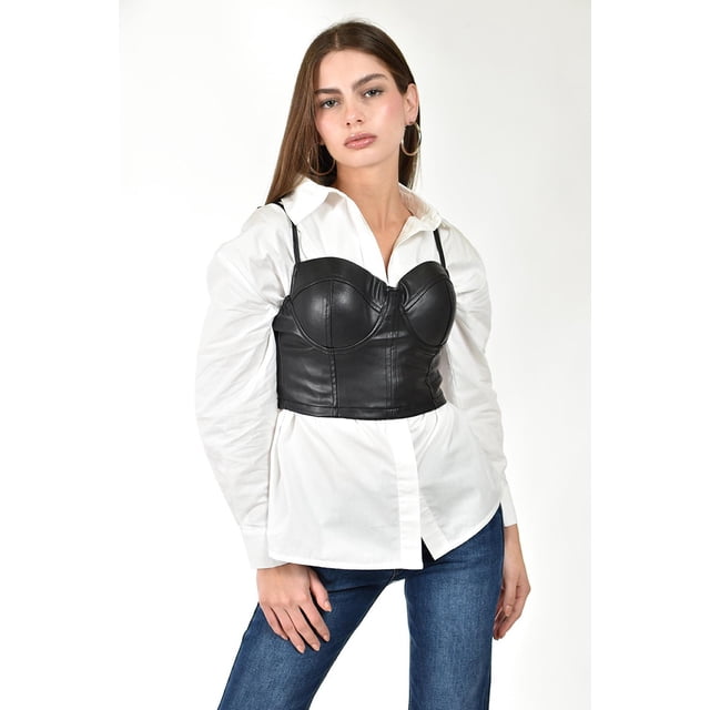 Top corset efecto piel Roman Fashion /Juvenil, 57410 (Negro) negro G